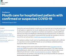 Mouth Care For Hospitalised Patients With Confirmed Or Suspected COVID-19 - GOV UK